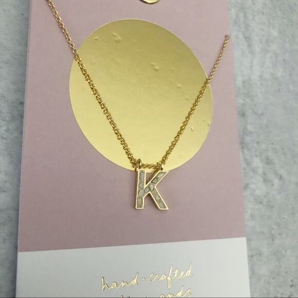 Anthropologie Joya Deco Diamond Monogram Pendant Necklace Letter K NEW - Picture 3 of 9